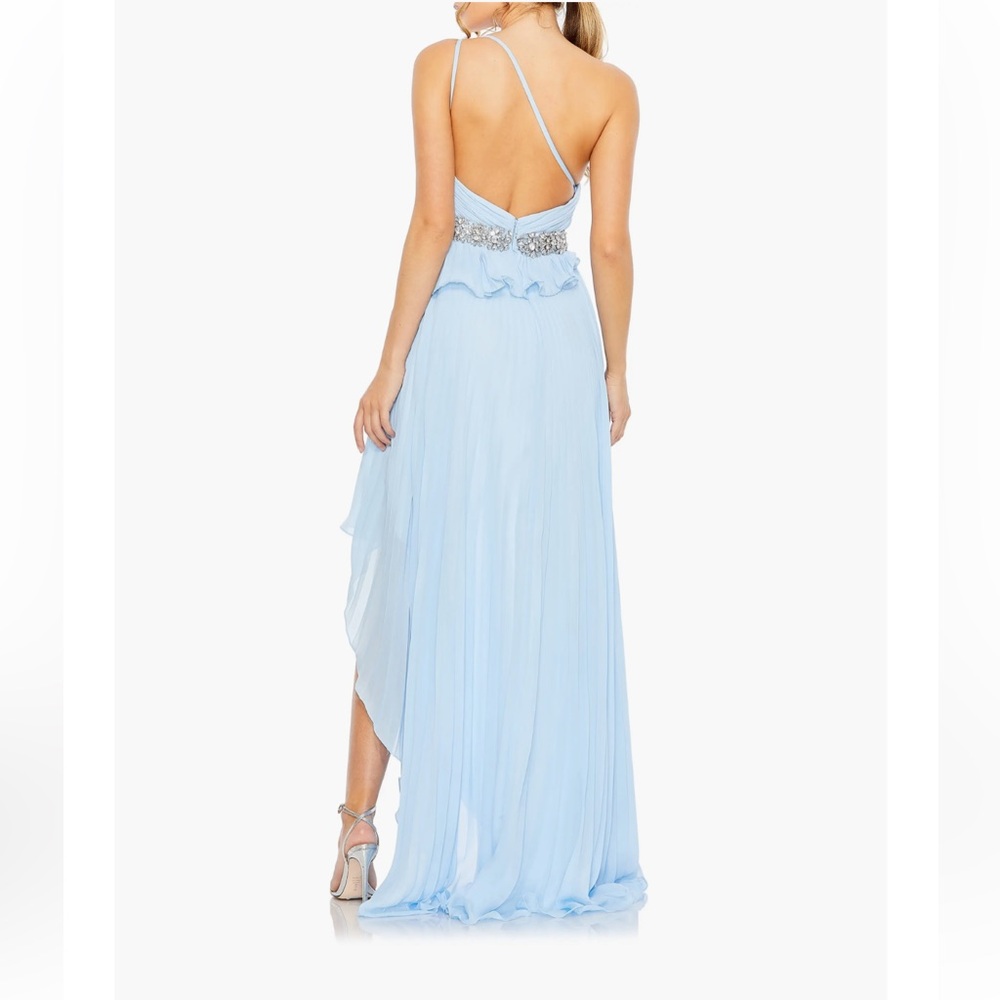 Mac Duggal Ruffle Pleated One-Shoulder High-Low Gown - Picture 3 of 9